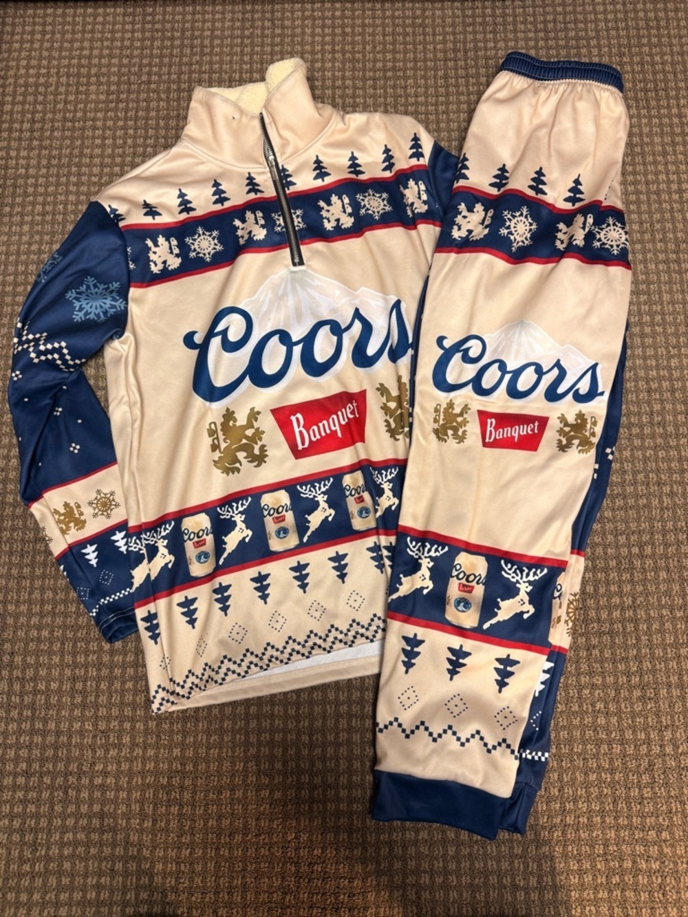 Coors Banquet Ugly Sweater Sweatsuit Set 🍺 Holiday Beer Outfit